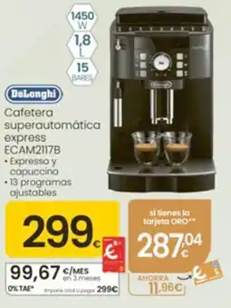 Eroski DeLonghi cafetera superautomática express ECAM2117B oferta