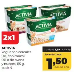 Alimerka Activia yogur con cereales oferta