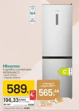 Eroski Hisense frigorífico combinado rb390n4bcc oferta
