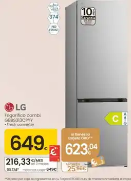Eroski LG frigorífico combi gbbs313cpyy oferta