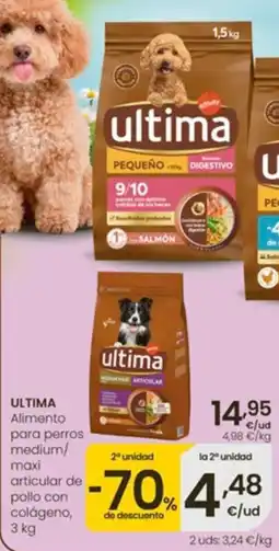 Eroski ultima alimento para perros medium/maxi articular de pollo con colágeno oferta