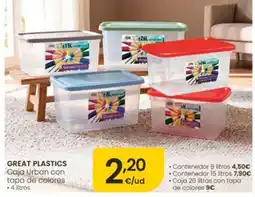 Eroski Great Plastics Caja Urban con tapa de colores oferta