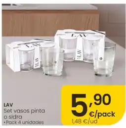 Eroski LAV set vasos pinta o sidra oferta