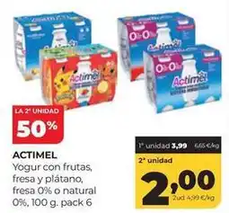 Alimerka Actimel - yogur con frutas fresa y platano oferta