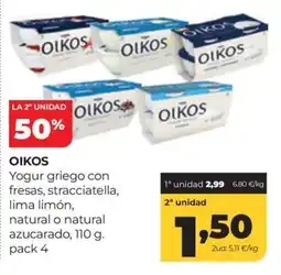 Alimerka Oikos yogur griego con fresas, stracciatella, lima limón, natural o natural azucarado oferta