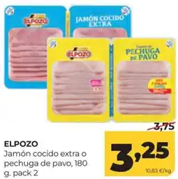 Alimerka Elpozo jamón cocido extra o pechuga de pavo oferta