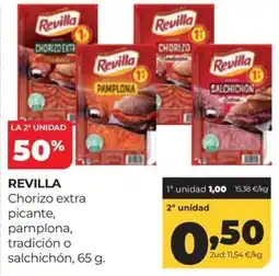 Alimerka Revilla chorizo extra picante, pamplona, tradición o salchichón oferta