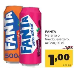 Alimerka Fanta naranja o frambuesa zero azúcar oferta