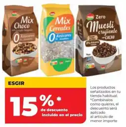 Alimerka Esgir mix choco mix cereales zero muesli crujiente cacao oferta