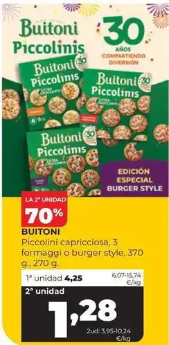 Alimerka Buitoni - piccolinis capricciosa, 3 formaggi o burger style oferta
