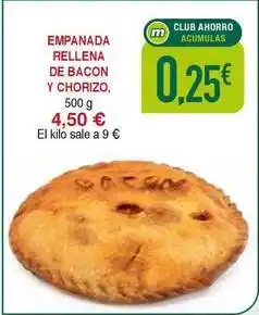 Empanada rellena de bacon y chorizo