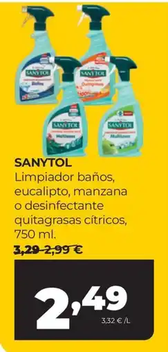 Alimerka Sanytol limpiador baños, eucalipto, manzana o desinfectante quitagrasas cítricos oferta