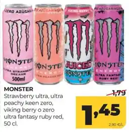 Alimerka Monster strawberry ultra, ultra peachy keen zero, viking berry o zero ultra fantasy ruby red oferta