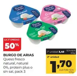 Alimerka Burgo de Arias queso fresco natural, natural 0%, protein plus o sin sal oferta