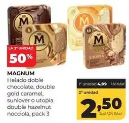 Alimerka Magnum - helado doble chocolate, double gold caramel, sunlover o utopia double hazelnut nocciola oferta