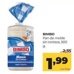 Alimerka Bimbo - pan de molde sin corteza oferta