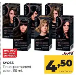 Alimerka Syoss tintes permanent color oferta