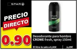 SPAR Crowe - desodorante para hombre fresh, spray oferta