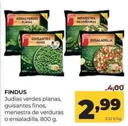 Alimerka Findus - judias verdes planas, guisantes finos, menestra de verduras o ensaladilla oferta