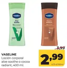 Alimerka Vaseline loción corporal aloe soothe o cocoa radiant oferta