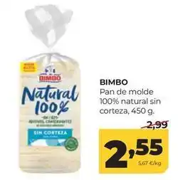 Alimerka Bimbo - pan de molde 100% natural sin corteza oferta