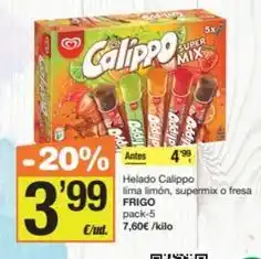 Economy Cash Frigo - helado calippo lima limon, supermix o fresa oferta