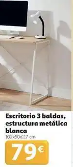 Alcampo Escritorio 3 baldas, estructura metalica blanca oferta