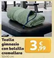 Alcampo Toalla gimnasio con bolsillo cremallera oferta