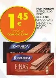 CashDiplo Fontaneda - barquillo fino relleno chocolate c/leche o negro oferta