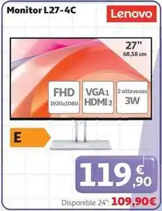 Alcampo Lenovo - monitor l27-4c oferta