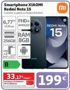 Alcampo Xiaomi - smartphone redmi note 15 oferta