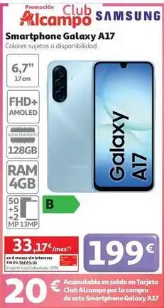 Alcampo Samsung - smartphone galaxy a17 oferta