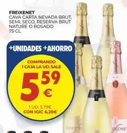 CashDiplo Freixenet - cava carta nevada brut, semi, seco, reserva brut nature o rosado oferta