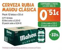 AhorraMas Mahou - cerveza rubia clasica oferta