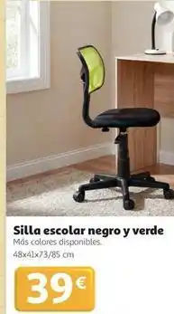 Alcampo Silla escolar negro y verde oferta