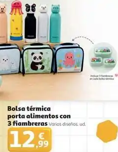 Alcampo Bolsa termica porta alimentos con 3 fiambreras oferta