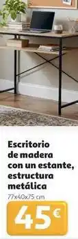 Alcampo Escritorio de madera con un estante, estructura metalica oferta