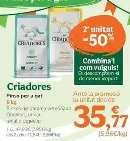 TiendAnimal Criadores - pienso para gato oferta