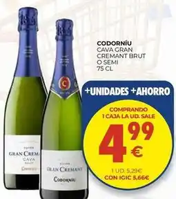CashDiplo Codorniu - cava gran cremant brut o semi oferta