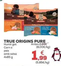 Kiwoko True origins - pure humedo gat carne o pescado en salsa oferta