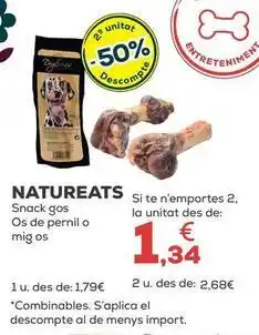 Kiwoko Natureats - snack gas os de pernil o mig as oferta