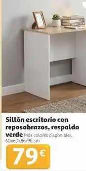 Alcampo Sillon escritorio con reposabrazos, resaldo verde oferta