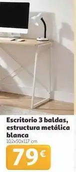 Alcampo Escritorio 3 baldas, estructura metálica blanca oferta