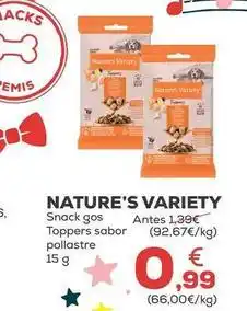 Kiwoko Nature's variety - snack gas toppers sabor pollaster oferta