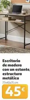Alcampo Escritorio de madera con un estantes estructura metalica oferta
