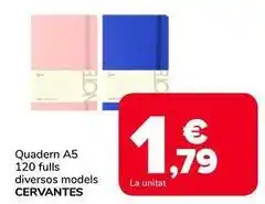 Supeco Cervantes - quadern a5120 fulls oferta
