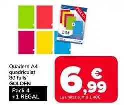 Supeco Golden - quadern a4 quadriculat oferta