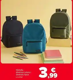 Supeco Motxilla diversos colors i diversos tipus oferta