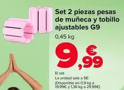 Carrefour Set 2 piezas pesas de muñeca y tobillo ajustables g9 oferta