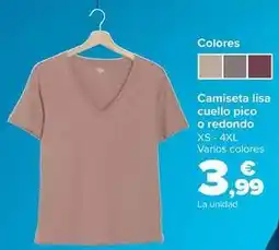 Carrefour Tex - camiseta lisa cuello pico o redondo oferta